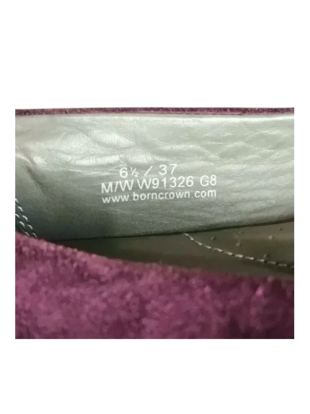 Born Crown Suede Leather Comfort Flats Wine Burgundy Bow Buckle Shoes Size 6.5 - Picture 6 of 7